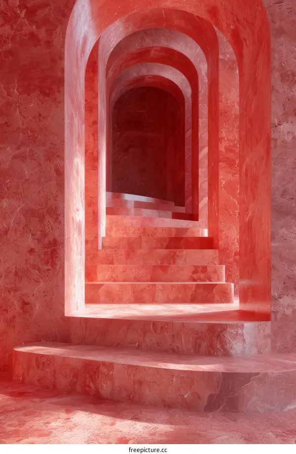 Abstract Red Arches Architectural Design