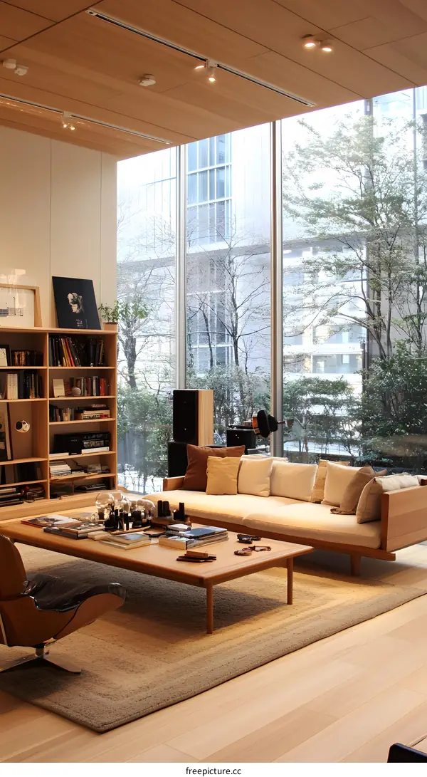 Modern Living Room Interior Design with Wooden Furniture