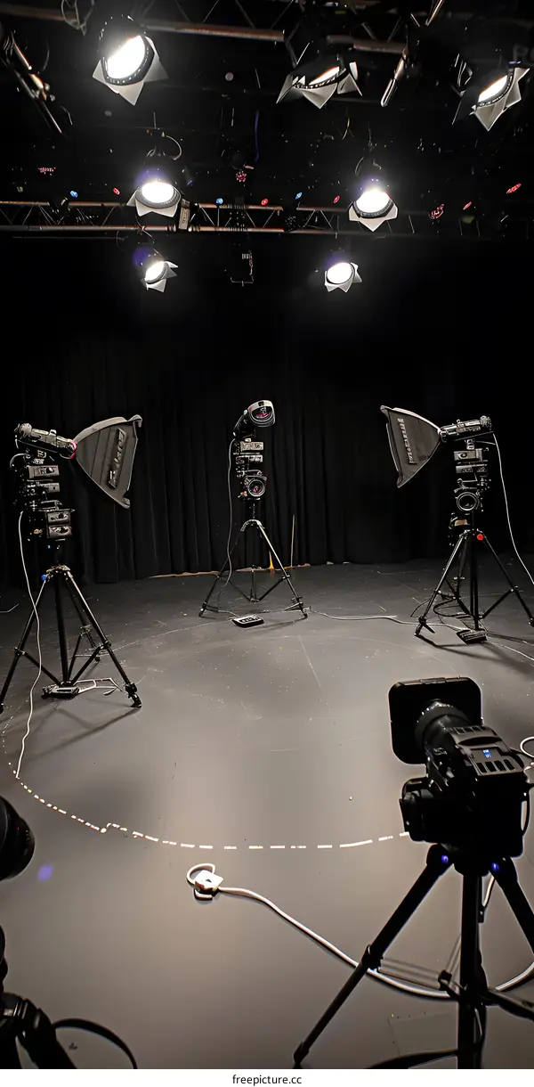 Professional Studio Setup with Multiple Cameras and Lighting