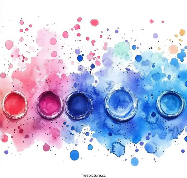 Watercolor Paint Pots and Splashes