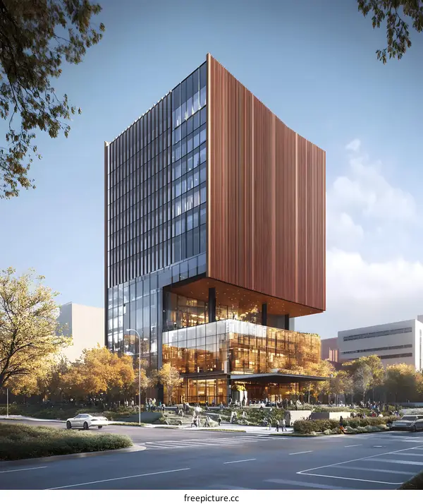 Modern Architecture Building With Glass Facade