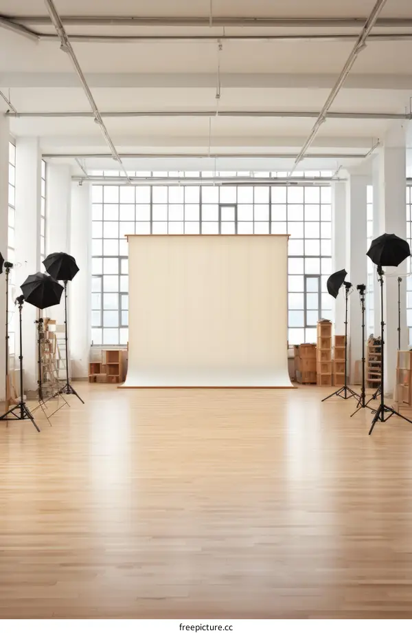 Spacious Photography Studio with Ample Windows and Immaculate White Background