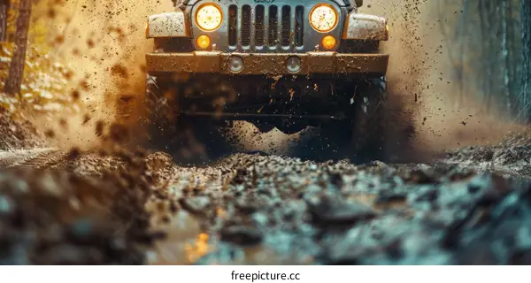 Off-Road Vehicle Powers Through Mud