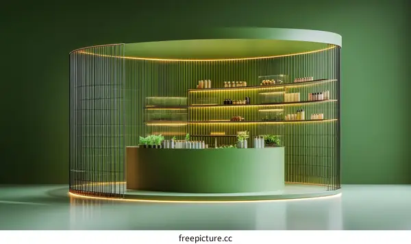 Modern Green Cosmetics Display Booth