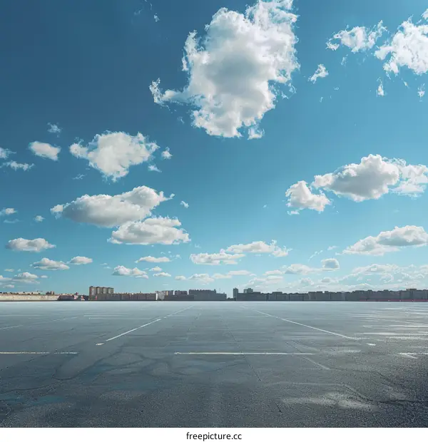 Empty Parking Lot Under a Sunny Sky