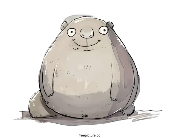 [Transparent Background PNG]Cute Cartoon Illustration of a Happy and Fat Bear