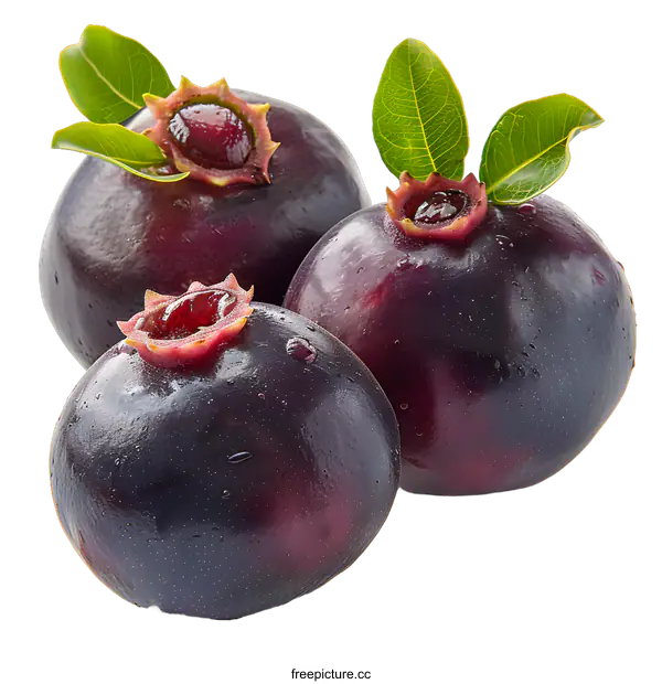 [Transparent Background PNG]Three Purple Mangosteens