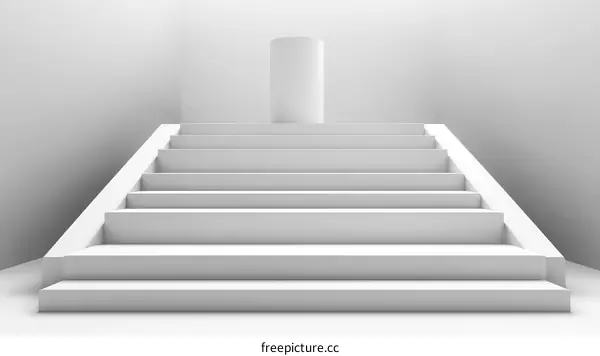 Abstract White Steps in Minimalist Interior Design