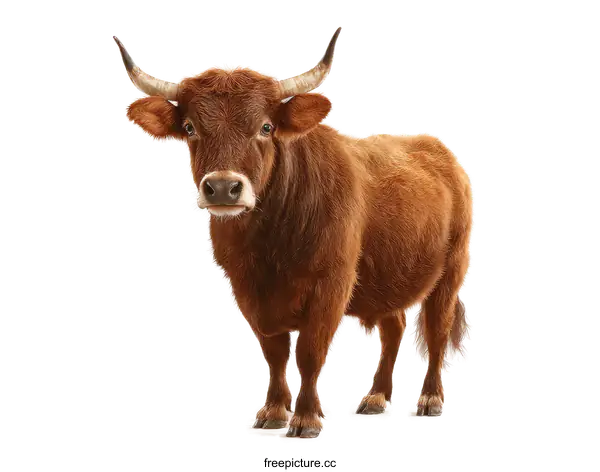 [Transparent Background PNG]Brown Cow Portrait Against White Background