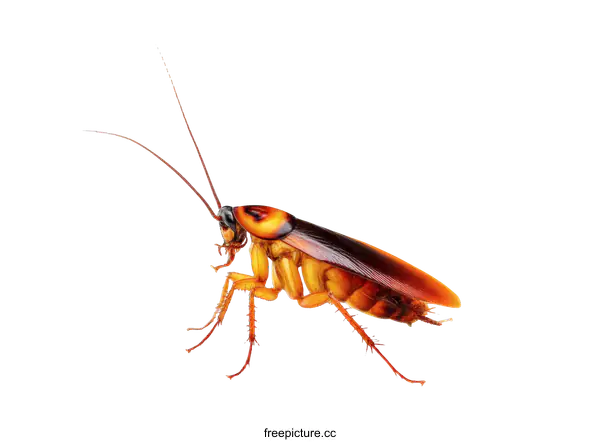[Transparent Background PNG]Close-up of a Cockroach on White Background