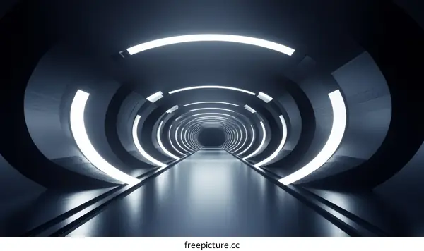 Futuristic Tunnel with Neon Lighting Design