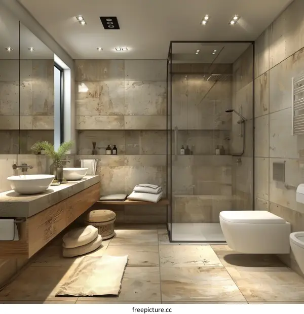 Modern Rustic Bathroom Design with Tiles