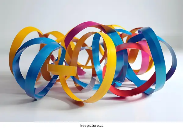 Colorful Abstract Ribbons On White Background