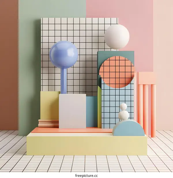 Abstract Geometric Shapes 3D Render