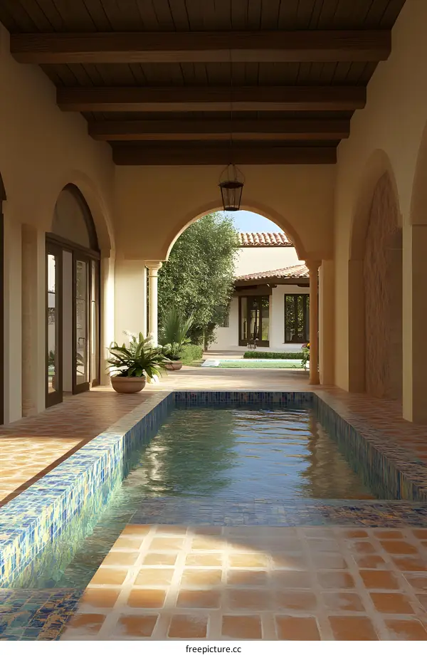 Modern Spanish Style Pool Courtyard Design