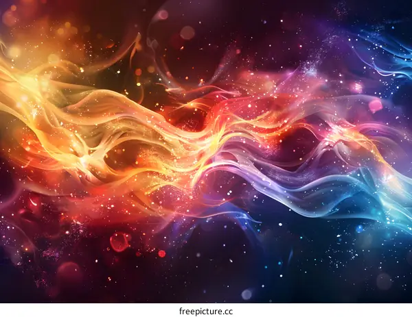 Colorful Flames Dance in Space