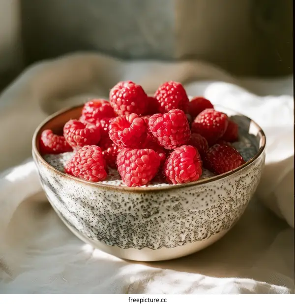 Raspberries in a bowl