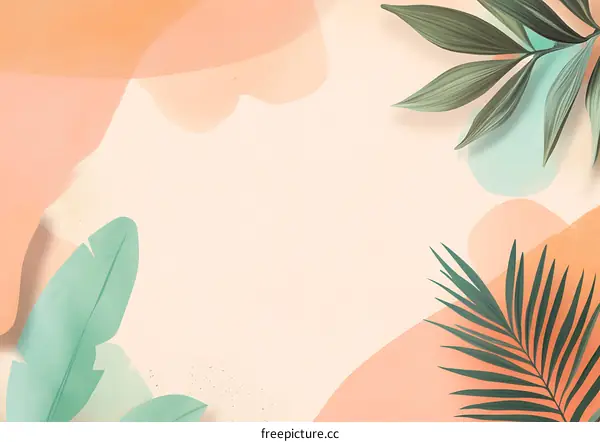 Tropical Leaves Abstract Background Minimalist Design