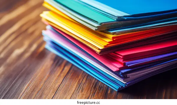 A stack of colorful paper