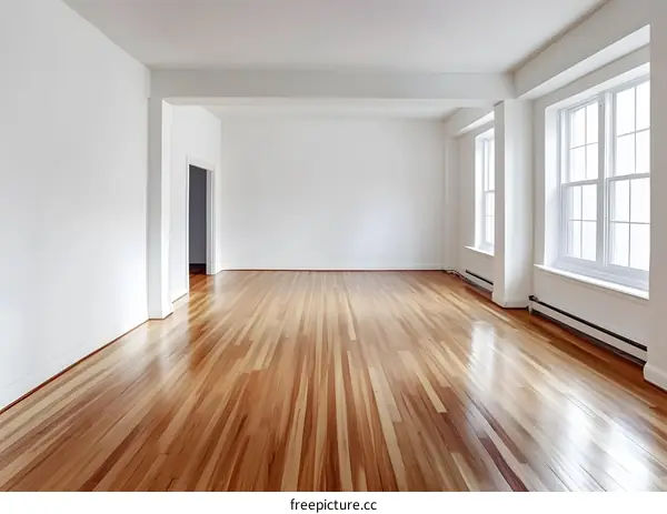 Empty Room With Hardwood Floors And Windows