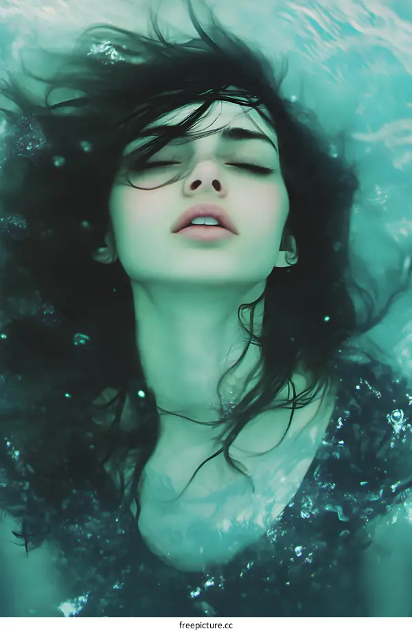 Woman With Long Hair Underwater