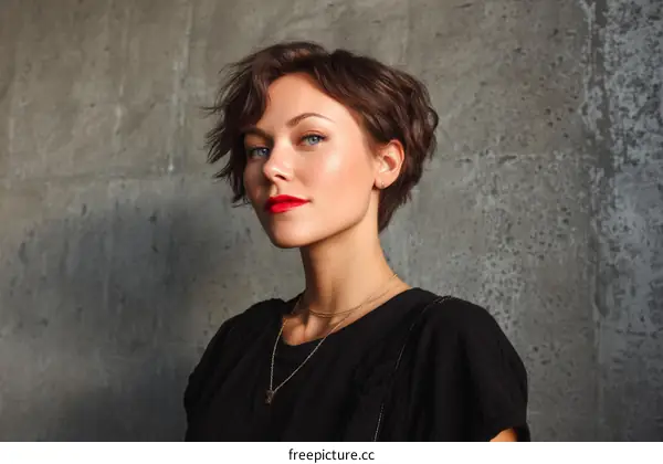Close-up Portrait of a Woman with Short Brown Hair
