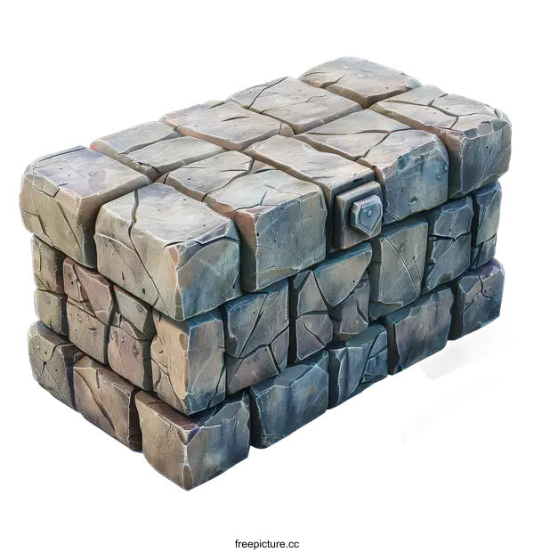 [Transparent Background PNG]Stone Treasure Chest Illustration