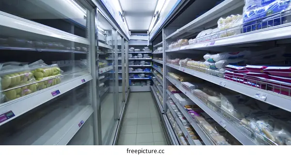 Supermarket Aisle Filled With Food Products