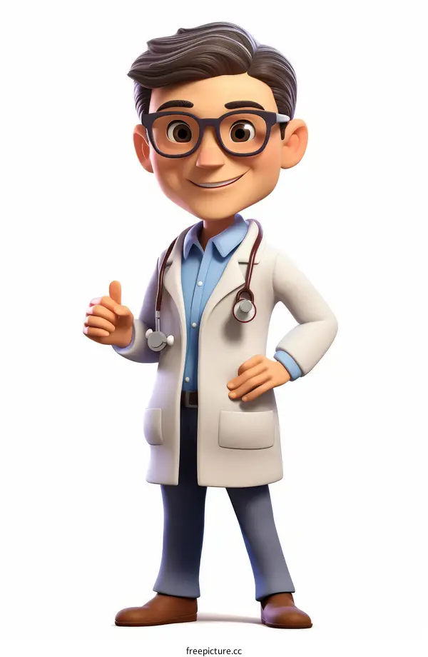 Cartoon Doctor Giving Thumbs Up - Healthcare Illustration
