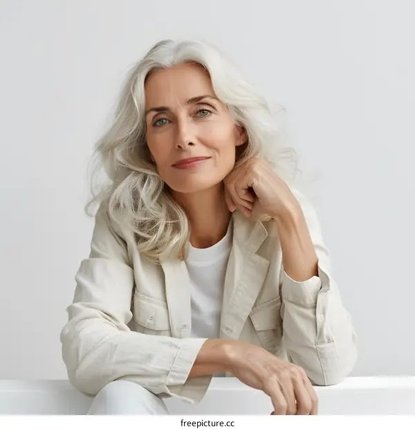 portrait of a beautiful elderly woman with gray hair