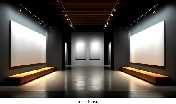Empty Gallery Wall Mockup with Blank Canvas