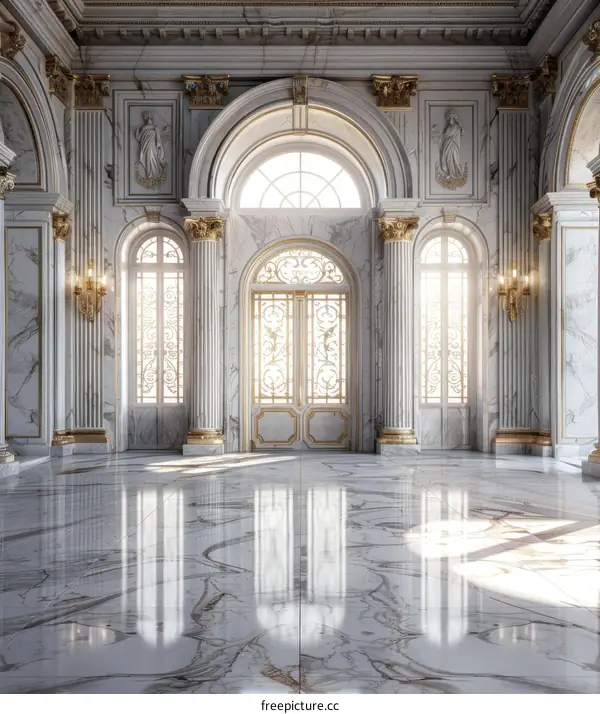 Elegant Marble Palace Hallway Illustration