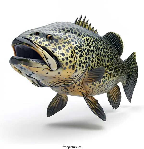 Largemouth Bass Fish on White Background