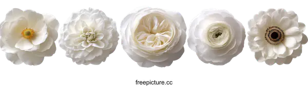 [Transparent Background PNG]Collection of Elegant White Flowers