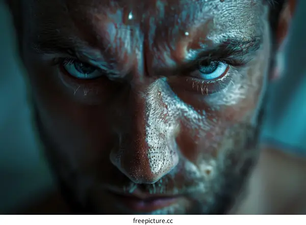 Close Up Portrait of a Man with Dramatic Make-Up