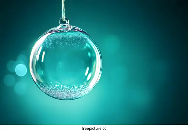 Glass Christmas Ornament with Teal Background