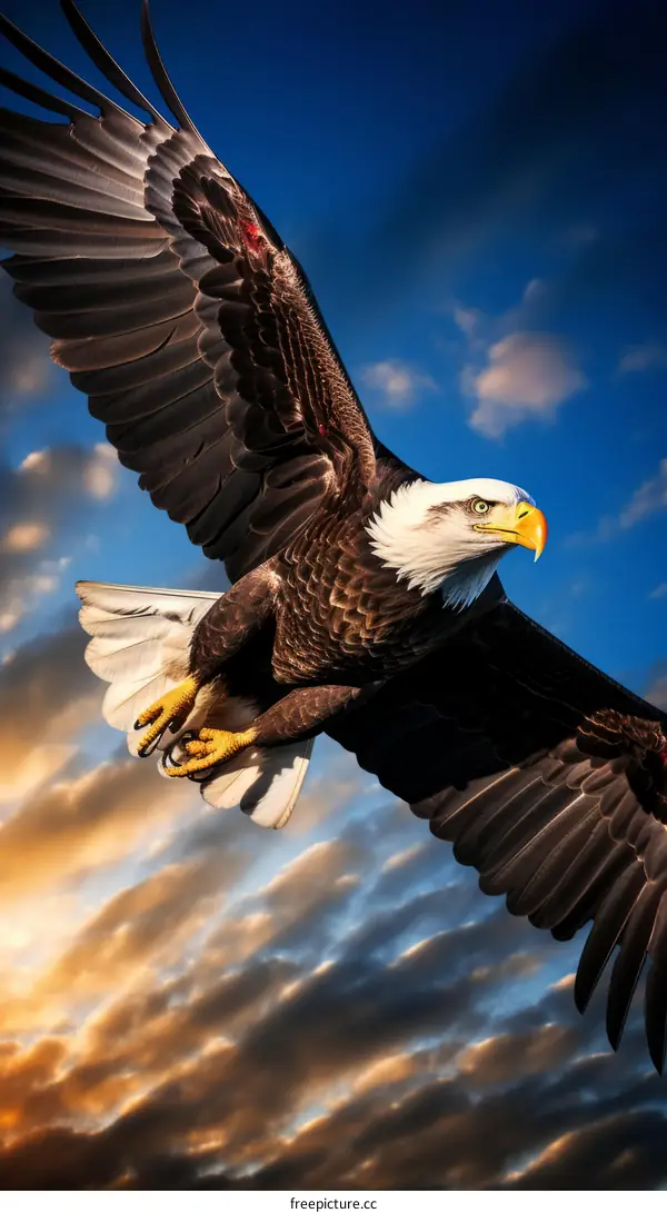 Powerful Bald Eagle Soaring in the American Sky