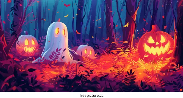 The Ghost and the Pumpkin in the Orange Forest
