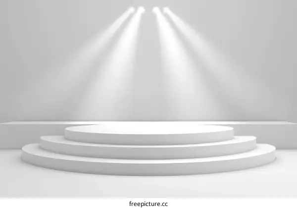 White Stage Podium with Spotlight