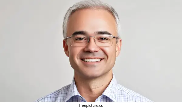 Closeup Portrait of a Smiling Man with Glasses