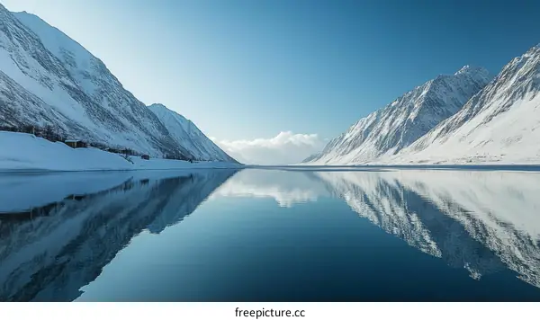 Winter Mountain Reflection Landscape Scenery