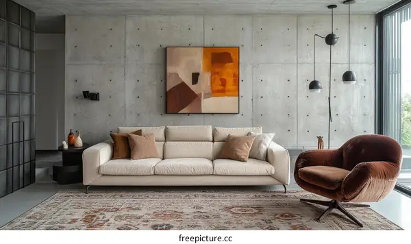 Modern Concrete Living Room Interior Design