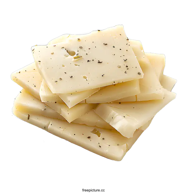 [Transparent Background PNG]Slices of cheese with pepper on a white background