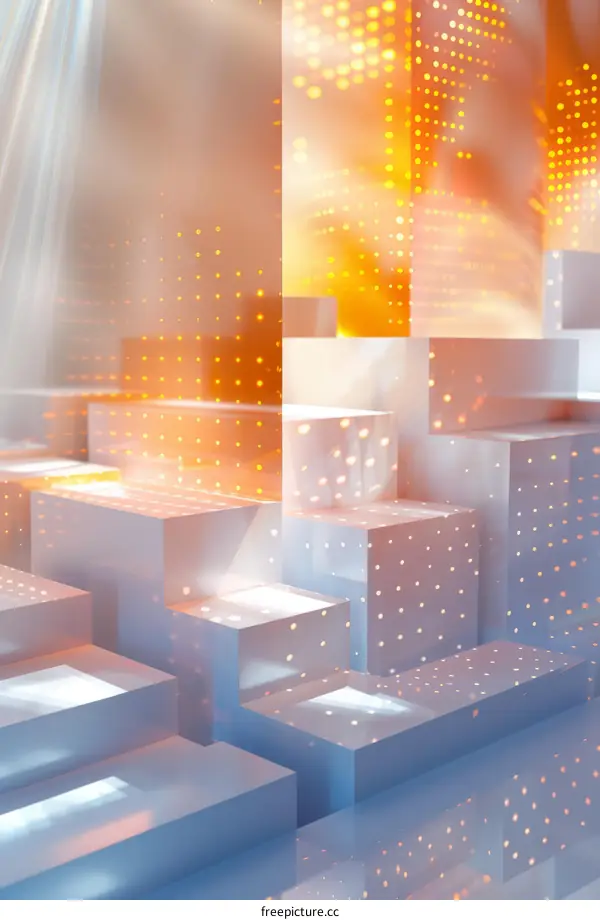 Surreal glowing 3D cubes background