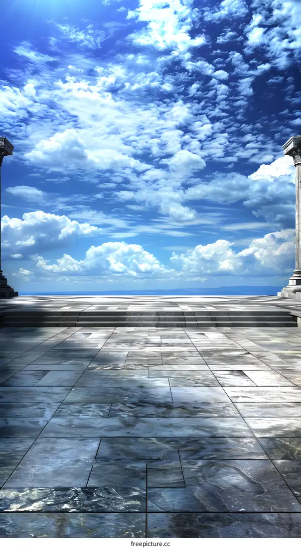 Stone Pillars with Blue Sky and Clouds