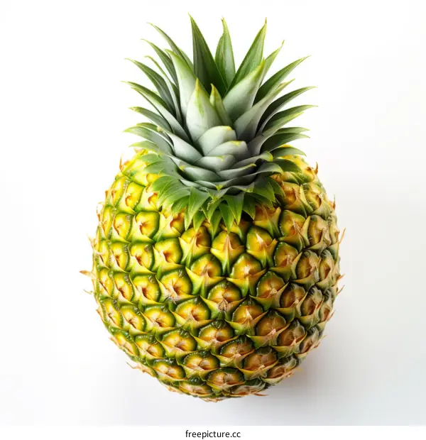 Single pineapple isolated on white background