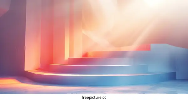 Blue and Pink Podium on Illuminated Stage