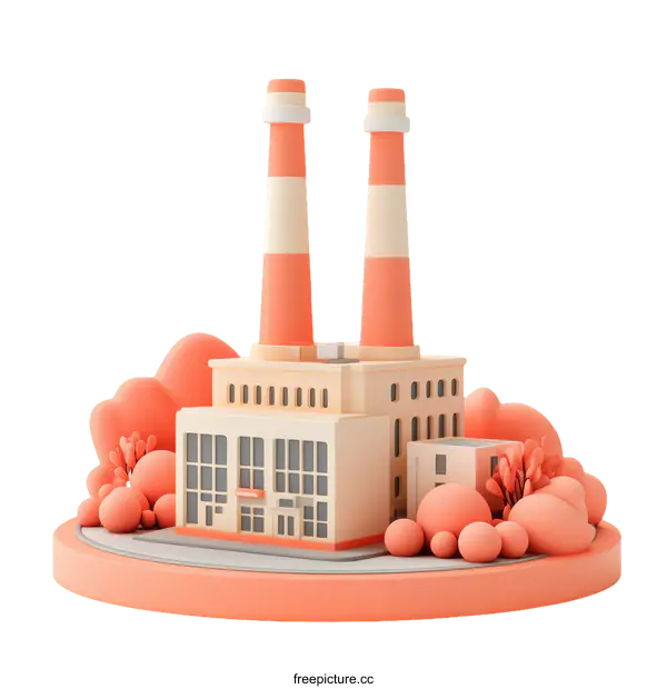 [Transparent Background PNG]Cute Cartoon Industrial Building Illustration