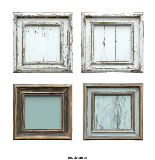 [Transparent Background PNG]Vintage Wooden Picture Frames Set