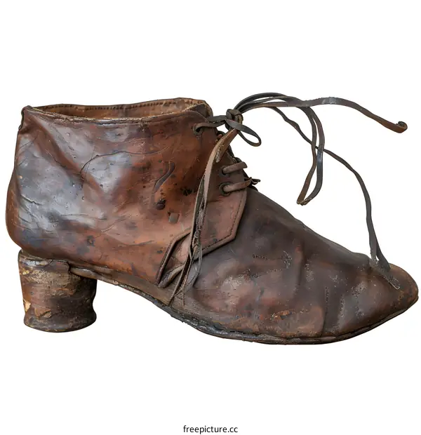 Old Leather Shoe on White Background